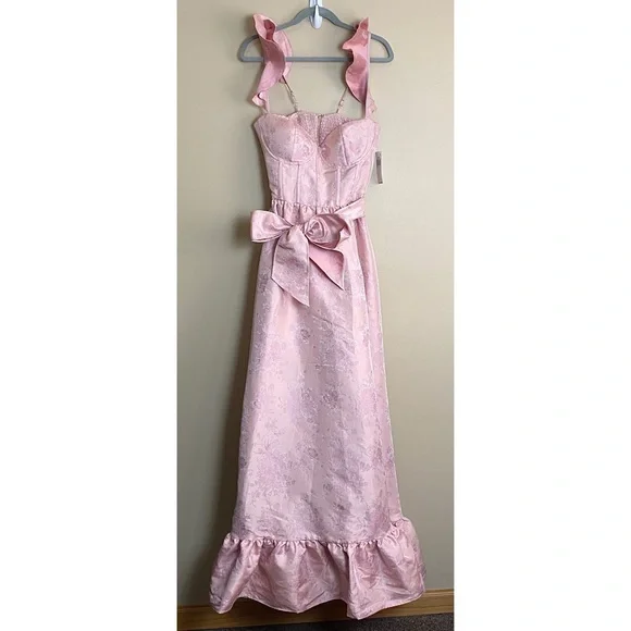 NWT V. Chapman Veronica Dress in Light Pink Windsor Brocade